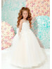 Beaded Ivory Tulle Butterfly Flower Girl Dress